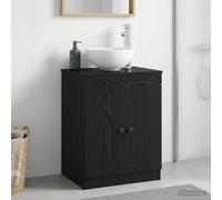 GeenYuu Armoire de Salle de Bain Noir en Bois d'ingénierie 54 x 41 x 70 cm Meuble lavabo avec Porte pivotante Rangement sous évier Colonne Vasque pour Organiser Espace buanderie et Toilette