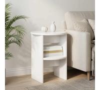 GeenYuu Armoire latérale blanche brillante en bois Ø 40 x 50 cm, ensemble de 2 pièces avec espace de rangement, étagère et porte, commode peu encombrante pour salon, salle à manger, couloir et bureau