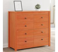 GeenYuu Armoire latérale Cire Marron Bois de pin Massif 100x40x90 cm Meuble Rangement avec tiroirs Buffet vaisselier Commode Placard pour Salon Salle à Manger Cuisine