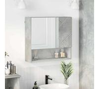 GeenYuu Armoire miroir avec porte en béton gris - 59 x 17 x 55 cm - En bois - Meuble de salle de bain - Meuble de lavabo avec espace de rangement et étagère pour invités - Rangement et rangement