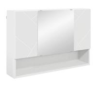 GeenYuu Armoire miroir murale en bois blanc 80 x 17 x 55 cm avec espace de rangement et 3 portes à charnières, meuble de salle de bain pour lavabo et buanderie, commode avec étagère et compartiment