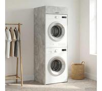GeenYuu Armoire pour Machine à Laver Béton en Bois d'ingénierie 67,5 x 68 x 200 cm avec Porte à charnières et Grand Espace de Rangement pour Salle de Bain et buanderie Moderne