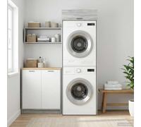 GeenYuu Armoire pour Machine à Laver en Bois d'ingénierie Gris Sonoma 67,5 x 68 x 200 cm avec Porte à charnières et Grand Espace de Rangement pour Salle de Bain et buanderie