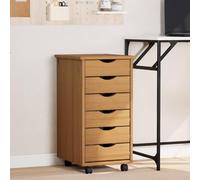 GeenYuu Armoire roulante avec 6 tiroirs en Bois de pin Marron Miel, Meuble de Rangement Compact 34x39x65,5 cm, Organiseur Bureau et Atelier, casier Pratique pour Documents et Outils