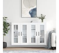 GeenYuu Armoires murales 2 pcs Blanc Bois d'ingénierie 69,5 x 34 x 90 cm Rangement Mural Cuisine Salon Bureau Buffet vaisselier Meuble Multifonction