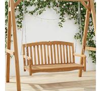 GeenYuu Banc à bascule en teck massif naturel - 114 x 60 x 60,5 cm - Banc de jardin stable avec dossier et chaîne galvanisée - Pour terrasse, balcon et détente en extérieur dans le jardin avant