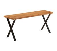 GeenYuu Banc avec Bord Vivant en Bois d'acacia Massif 105 cm siège Robuste Pieds Acier Forme X pour Salon Salle à Manger entrée ou Couloir Style Industriel Naturel
