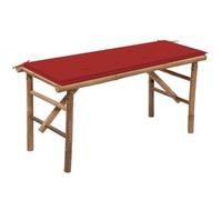 GeenYuu Banc de Jardin Pliable en Bambou 118 cm avec Coussin Rouge pour terrasse Balcon Patio extérieur, siège Robuste et Portable pour détente Repos Conversation