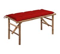 GeenYuu Banc de Jardin Pliable en Bambou 118 cm avec Coussin Rouge pour terrasse Balcon Patio Jardin extérieur Confortable et Portable