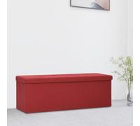 GeenYuu Banc de Rangement Pliable Rouge Bordeaux en Faux Lin 110x38x38 cm, siège rembourré Confortable avec Couvercle abattant, Banquette Coffre Multifonction pour entrée Salon Chambre