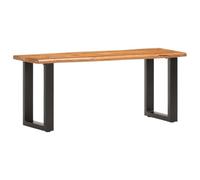 GeenYuu Banc en Bois d'acacia Massif 110 cm avec Bord Naturel et Pieds Acier Stable pour entrée Salon Chambre, Banquette siège avec Style Industriel et Design Unique