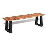 GeenYuu Banc en Bois d'acacia Massif 160 cm avec Pieds métalliques en U, Style Industriel, Assise Robuste pour Salon, entrée, Couloir, Banquette Meuble avec Rangement Pratique