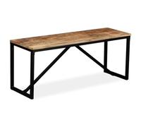 GeenYuu Banc en Bois de manguier Massif 110 x 35 x 45 cm avec Pieds en Acier, Banquette Robuste pour Salon, entrée, Couloir, siège avec Rangement Pratique et Design Vintage Industriel