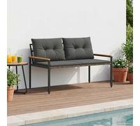 GeenYuu Banc extérieur 2 Places en polyrotin Gris foncé 116 x 67,5 x 72 cm avec Pieds réglables pour terrasse Jardin Balcon Patio, mobilier Confortable pour détente Repas Lecture