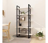 GeenYuu Bibliothèque à 5 Niveaux Blanche en Bois de pin et métal 100x30x175 cm Meuble de Rangement modulable pour Salon Bureau Chambre avec étagères pour Livres dossiers et bibelots