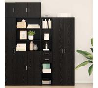 GeenYuu Bibliothèque avec tiroir en Bois d'ingénierie chêne Noir 30 x 42,4 x 185,2 cm, Meuble Rangement Salon Bureau avec étagère et Compartiments pour Organiser Livres et Objets