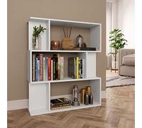GeenYuu Bibliothèque Blanc Bois d'ingénierie 80x24x96 cm Meuble Rangement modulable avec 3 Grands Compartiments et 6 niches, séparateur de pièce pour Salon Bureau Chambre