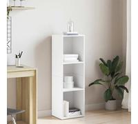 GeenYuu Bibliothèque Blanche en Bois d'ingénierie 36x30x114 cm Meuble TV modulable avec 3 Compartiments Rangement Livres dossiers Vinyle bibelots Salon Bureau Chambre