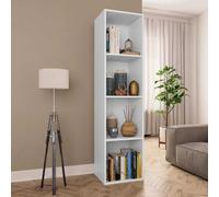 GeenYuu Bibliothèque Blanche en Bois d'ingénierie 36x30x143 cm Meuble TV avec 4 Compartiments, étagère Rangement Livre modulable pour Salon Bureau Chambre, Organisateur Espace Coin Lecture