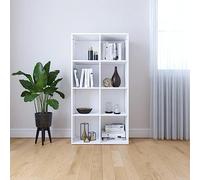 GeenYuu Bibliothèque Blanche en Bois d'ingénierie 66x30x130 cm avec 8 Compartiments, Meuble Rangement modulable pour Salon Bureau Chambre, étagère Colonne casier pour Livres dossiers Vinyle bibelots