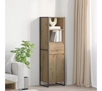 GeenYuu Bibliothèque chêne Artisan en Bois d'ingénierie 43 x 36 x 150,5 cm avec tiroir et Porte, Meuble de Rangement Salon, Bureau, Salle à Manger, Armoire étagère Pratique et Stable