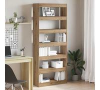 GeenYuu Bibliothèque chêne Artisanal en Bois d'ingénierie 80 x 30 x 198 cm avec 6 étagères Ouvertes pour Rangement Livres, dossiers, bibelots, Meuble modulable Salon Bureau Chambre