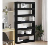 GeenYuu Bibliothèque chêne Noir 100 x 30 x 198 cm en Bois d'ingénierie avec 6 étagères, Meuble de Rangement modulable pour Salon Bureau Chambre, Colonne Murale pour Livres dossiers et bibelots