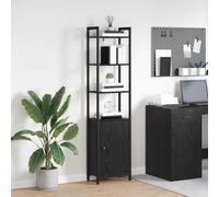 GeenYuu Bibliothèque chêne Noir en Bois d'ingénierie 40 x 24 x 161 cm avec Porte et 6 étagères, Meuble Rangement modulable pour Salon Bureau Chambre, Colonne casier pour Livres dossiers et bibelots