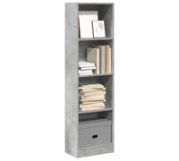 GeenYuu Bibliothèque Gris béton Bois d'ingénierie 40x24x143 cm Meuble Rangement modulable pour Salon Bureau Chambre entrée Couloir avec niches et tablettes Ouvertes