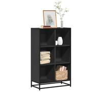 GeenYuu Bibliothèque Noire en Bois d'ingénierie et métal 65,5x33x107,5 cm avec 6 étagères, Meuble Rangement modulable pour Salon Bureau Chambre
