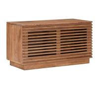 GeenYuu Boîte de Rangement Naturel en Bois d'acacia Massif 85 x 40 x 46 cm, Meuble Polyvalent pour Salon, Chambre, entrée, Banquette siège avec Compartiments pour Jouets, Plaids, Coussins
