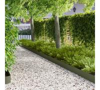 GeenYuu Bordure de Pelouse en Acier Vert Olive 30 pcs 100 x 12 cm, Clôture Flexible pour Jardin, Parterre, Terrasse, Potager, Aménagement Paysager et Séparation des Massifs
