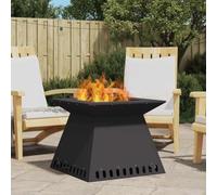 GeenYuu Brasero carré en acier noir 60 x 60 x 50 cm pour jardin, terrasse, extérieur, durable, résistant à la chaleur avec ventilation ouverte, design moderne pour une chaleur confortable et élégante