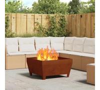 GeenYuu Brasero marron en acier résistant aux intempéries, 80 x 80 x 43 cm, carré, inoxydable et résistant à la chaleur, pour jardin, terrasse, extérieur, idéal pour chauffer avec du bois, au