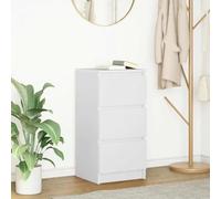 GeenYuu Buffet Blanc en Bois d'ingénierie 37,5x35x76 cm avec 3 tiroirs, Meuble de Rangement Multifonction pour Salon Salle à Manger entrée Bureau, Surface Lisse Facile à Nettoyer
