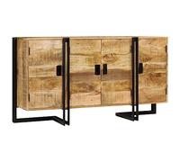 GeenYuu Buffet Bois de manguier Massif 150x40x80 cm avec Rangement spacieux tiroirs et Portes, Meuble de Salle à Manger, Cuisine ou Salon, Finition laquée Robuste et Design Naturel Unique