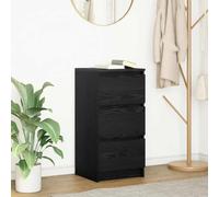 GeenYuu Buffet chêne Noir en Bois d'ingénierie 37,5x35x76 cm avec 3 tiroirs, Meuble de Rangement Multifonction pour Salon Salle à Manger entrée Bureau, Armoire Console vaisselier