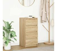 GeenYuu Buffet chêne Sonoma en Bois d'ingénierie 37,5x35x76 cm avec 4 tiroirs, Meuble Rangement Multifonction pour Salon Salle à Manger entrée Bureau, Armoire Console vaisselier Pratique