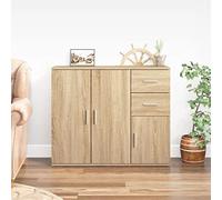 GeenYuu Buffet chêne Sonoma en Bois d'ingénierie 91x29,5x75 cm avec Espace de Rangement, tiroir, Porte, étagère pour Salon, Salle à Manger, Cuisine, Bureau, entrée, Couloir