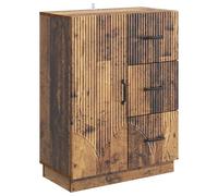 GeenYuu Buffet en bois vieilli - 66 x 34,5 x 87 cm - Avec tiroir et porte - Commode buffet pour salon, salle à manger, couloir, organiseur de rangement de style vintage industriel maison de campagne