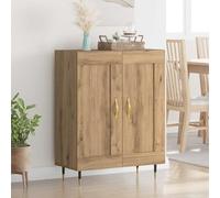 GeenYuu Buffet en chêne Artisan - 69,5 x 34 x 90 cm - Avec portes et espace de rangement - Meuble de salon moderne - Commode basse - Étagère basse pour salle à manger, couloir, bureau, peu encombrant