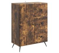 GeenYuu Buffet en chêne fumé - 66 x 34,5 x 90 cm - En bois avec tiroir et porte - Buffet et commode moderne pour salon, salle à manger, bureau, rangement et rangement polyvalents