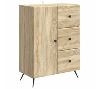 GeenYuu Buffet en chêne Sonoma - 66 x 34,5 x 90 cm - En bois - Avec 3 tiroirs et porte battante - Espace de rangement pour salon, salle à manger, bureau, design moderne, peu encombrant