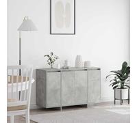 GeenYuu Buffet Gris béton en Bois d'ingénierie 120 x 41 x 75 cm avec 4 Portes, Meuble de Rangement pour Salon Salle à Manger Contemporain, étagères Pratiques et Design épuré