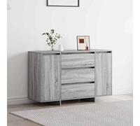 GeenYuu Buffet Gris Sonoma en Bois d'ingénierie 120 x 41 x 75 cm avec 3 Tiroirs 2 Portes pour Salon Salle à Manger Cuisine Rangement Fonctionnel et Design Contemporain