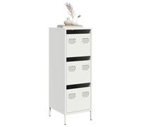GeenYuu Buffet Haut Blanc en Acier laminé à Froid 39x35x103,5 cm avec 3 tiroirs, Meuble de Rangement Multifonction pour Salon, Cuisine, Bureau, entrée et Salle à Manger