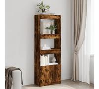 GeenYuu Buffet Haut en Bois d'ingénierie chêne fumé 63x33x180 cm Meuble de Rangement avec Armoire et étagères pour Salon Bureau Chambre entrée, Espace organisé et Multifonctionnel