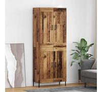 GeenYuu Buffet haut en bois vieilli avec 2 pièces, 4 portes, cadre en métal solide, étagère flexible, buffet pour salon, salle à manger, couloir, design vintage moderne