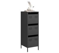 GeenYuu Buffet Haut Noir en Acier laminé 39x35x103,5 cm avec 3 tiroirs, Meuble Rangement Multifonction pour Salon, Bureau, Cuisine, Armoire Placard Console vaisselier