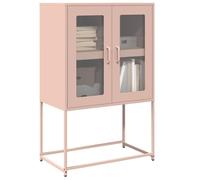 GeenYuu Buffet Haut Rose en Acier laminé à Froid 68x39x107 cm avec 4 Compartiments 2 Portes, Meuble Rangement pour Salle à Manger Salon Cuisine, Armoire Placard vaisselier Console Pratique